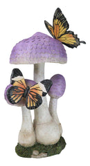 Enchanted Fairy Garden Purple Toadstool Mushrooms Monarch Butterflies Figurine