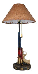 Western Star Texas Flag Six Shooter Pistol Gun With Bullets Desktop Table Lamp