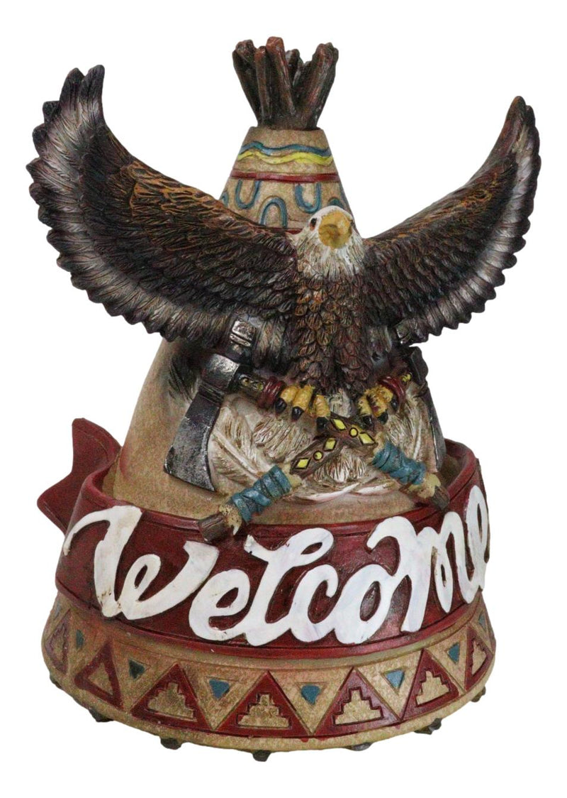 Rustic Southwestern Tribal Indian Teepee Hut Eagle Money Piggy Bank Figurine