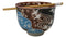 White Japanese Cranes Ceramic Donburi Ramen Soup Bowl With Chopsticks Set