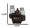 Country Western Faux Leather Cowboy Horse Saddle Salt Pepper Shakers Holder