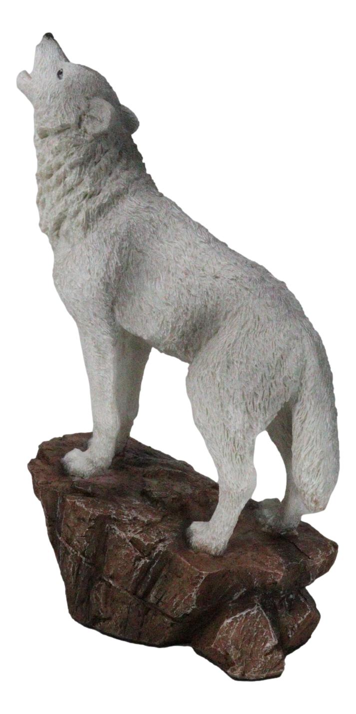 Woodlands Wildlife Mystical Alpha Gray Wolf Howling to The Moon Figurine Decor