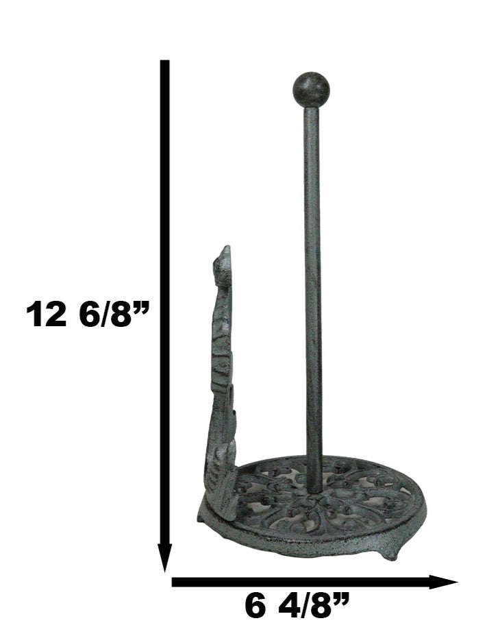 Cast Iron Marine Seahorse With Scroll Pattern Base Kitchen Paper Towel Holder