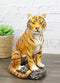 Rainforest Jungle Apex Predator Orange Bengal Tiger Sitting On Rock Figurine