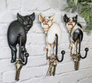 Set of 3 Rustic Western Farm White Black Spotted Pigs Hind Butt Coat Wall Hooks