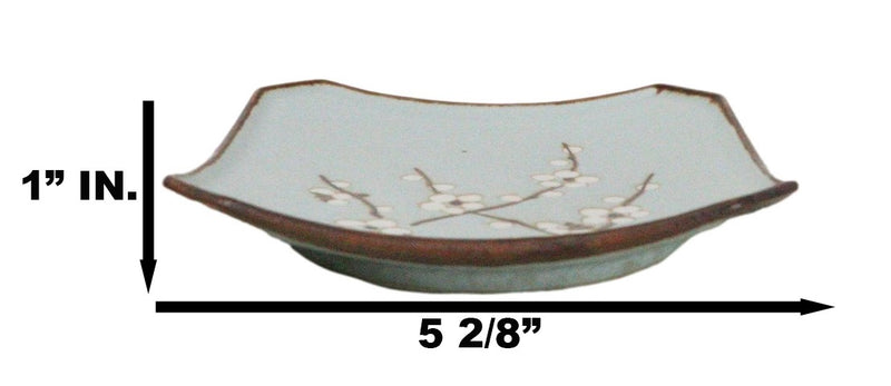 Set Of 6 Sakura Cherry Blossoms Japanese Porcelain Appetizer Salad Square Plates