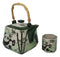 Green Bamboo Lucky Panda Bear Ceramic Hexagonal Teapot With 4 Tea Cups Set