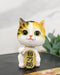 Japanese Fortune Charm Maneki Neko Calico Beckoning Cat Bobblehead Figurine