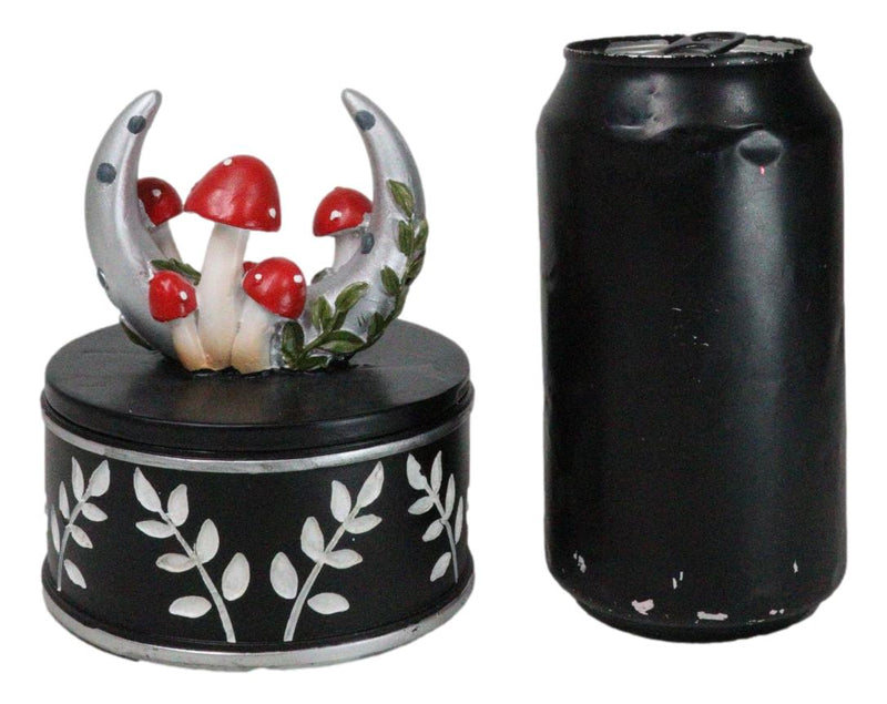 Wiccan Crescent Moon With Toadstool Mushrooms Forest Decorative Jewelry Box