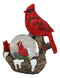 Red Cardinal Bird On Tree Branch Nest With Chicks Water Globe Mini Figurine