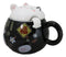 Black Maneki Neko Beckoning Lucky Cat Mug Cup With Kitty Lid And Stirring Spoon