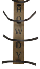 Rustic Western Howdy 4 Slot Cowboy Cowgirl Hats Wall Rack Hanger Organizer