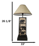 Rustic Western Black Bears In Forest Wood And Metal Bedside Desktop Table Lamp