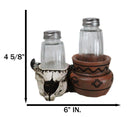 Southwestern Buffalo Cow Skull With Canister Jar Glass Salt Pepper Shakers Set