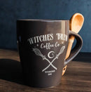 Wicca Sacred Moon Crossed Broomsticks Witches Brew Coffee Co Mug And Spoon Set