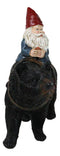 Whimsical Mr Old Gnome Riding On Harnessed Black Bear Figurine Rustic Western