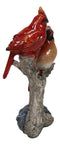 Northern Male and Female Red Cardinal Birds Perching On Tree Branch Figurine