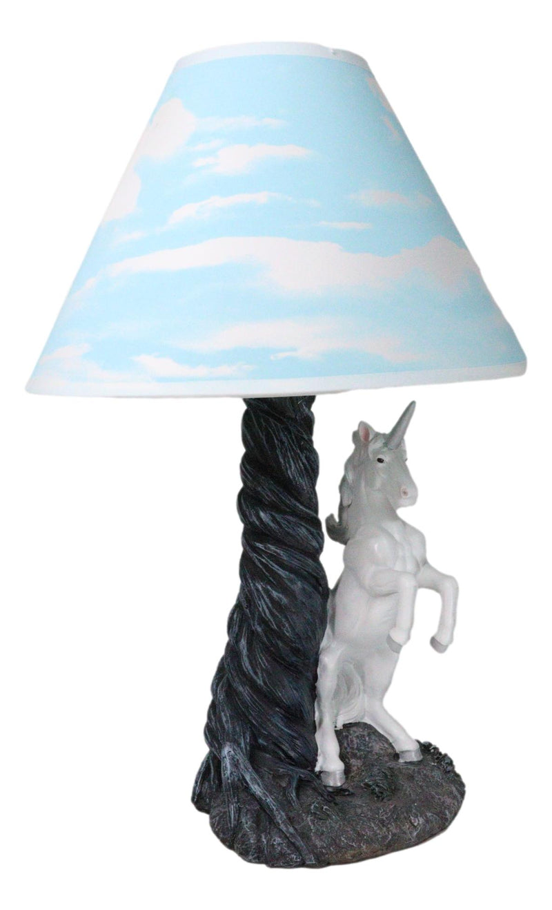 Ebros Enchanted Lights White Unicorn Sculptural Desktop Table Lamp With Shade