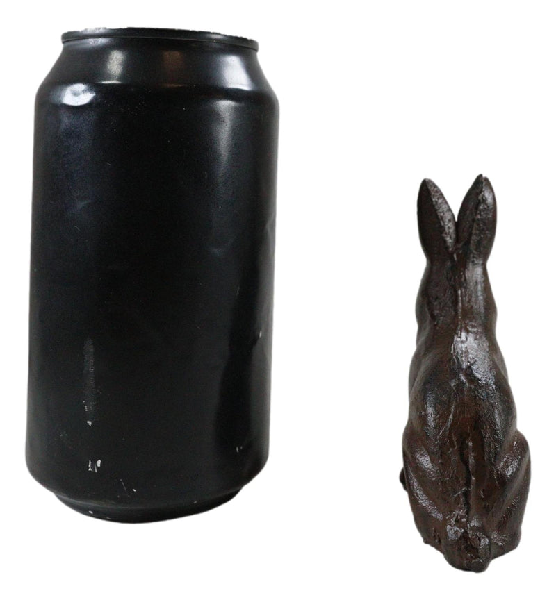 Pack Of 2 Rustic Cast Iron Cottage Bunny Rabbit Hare Sitting Figurines 3.25"H