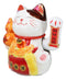 Japanese Lucky Charm White Beckoning Cat Maneki Neko With Waving Arm Statue 10"