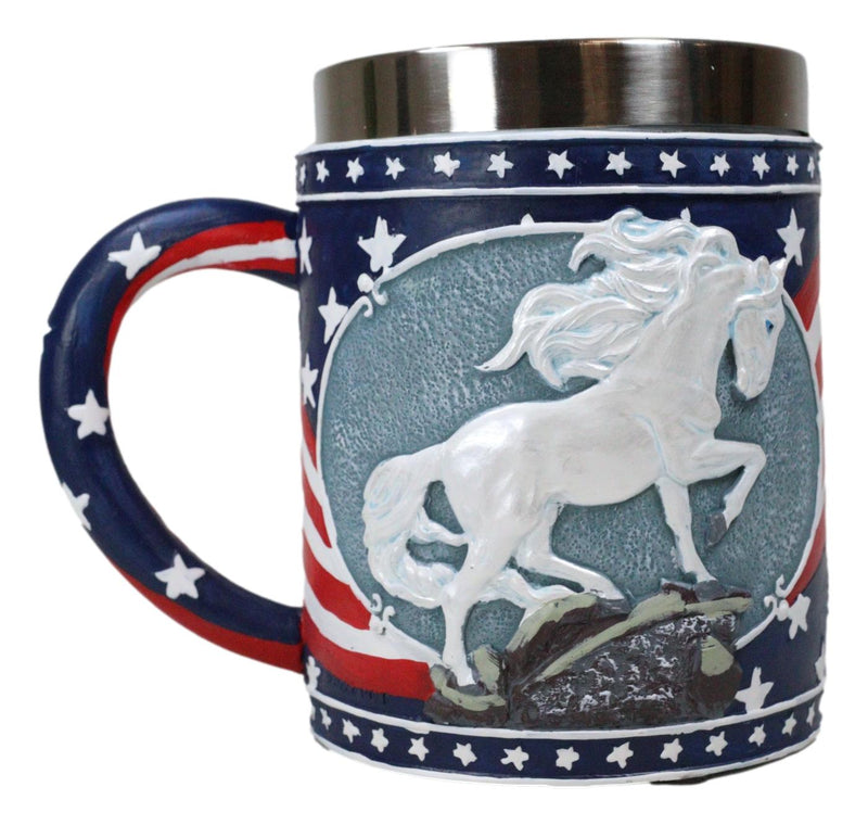 The Trail Of Painted Ponies Unconquered American Flag Patriot Horse Tankard Mug