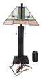 Frank Lloyd Wright Mission Style Pyramid Translucent Glass Side Table Lamp Decor