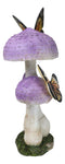 Enchanted Fairy Garden Purple Toadstool Mushrooms Monarch Butterflies Figurine