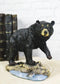 Rustic Wildlife Forest Black Bear Fishing By Rocky River Bank Figurine Decor