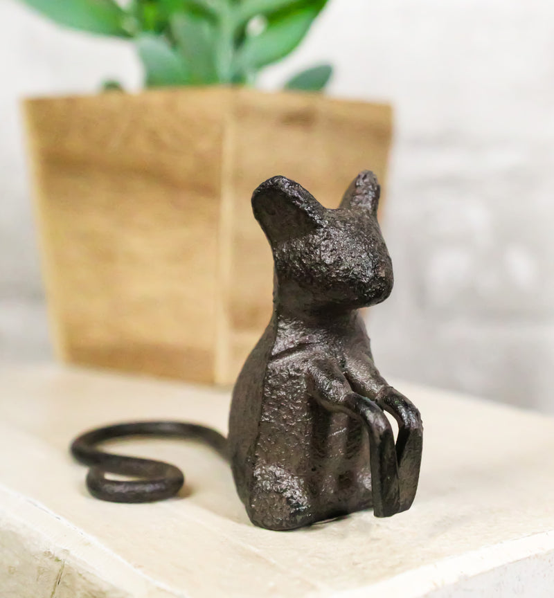 Pack Of 2 Cast Iron Whimsical Begging Mouse With Tail Mini Collectible Figurines