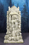 Santa Muerte Holy Death Bone Mother Standing by Skulls Roses Graveyard Statue