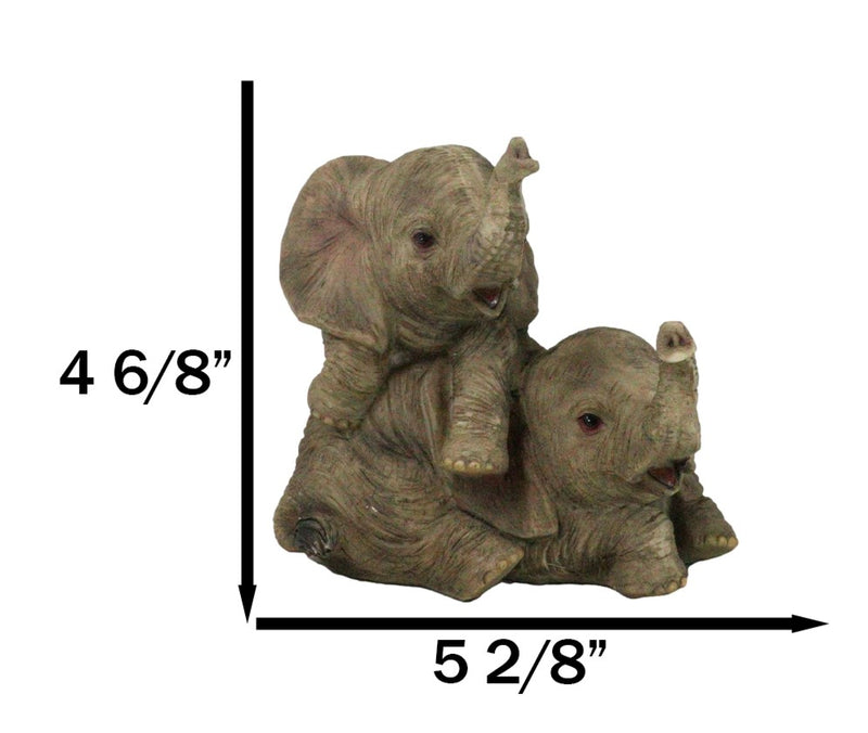 Jungle Frolic Safari Savanna Elephant Baby Calves Playing Together Figurine