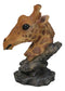 Safari African Savannah Masai Giraffe Head Bust On Rock Steppe Figurine