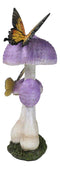 Enchanted Fairy Garden Purple Toadstool Mushrooms Monarch Butterflies Figurine