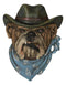 Set of 2 Western Cowboy Bulldog Dog and Bull Cow Hats and Scarves Wall Plaques