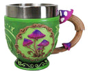 Wicca Whimsical Magic Mushrooms Fungus Forest Green Tea Cup Mug With Handle