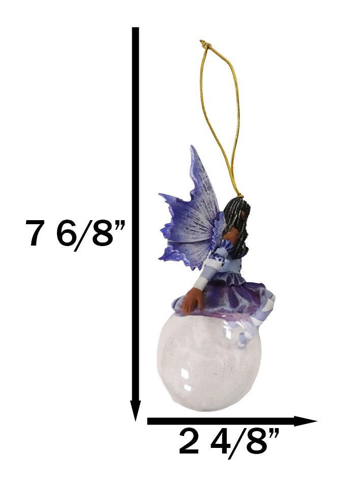 Blue Violet Bubble Rider Fairy Ornament Amy Brown Holiday Collection Accent