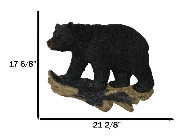 Large Rustic Western Wildlife Black Bear On Tree Branch Wall Sculpture 21"L