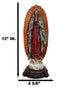 Colorful Devotional Blessed Virgin Our Lady of Guadalupe Statue With Ornate Base