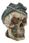 Lady Madame Boudoir Gothic Camo Turquoise Jewelry Skull W/ Red Eyes Figurine