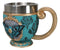 Wicca Turquoise Cameo Golden Lace Scroll Butterfly Moth Skull Tea Cup Mug