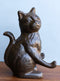 Cast Iron Feline Kitten Cat Business Card Holder Desktop Organizer Figurine