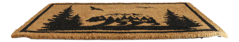 Rustic Western Black Bear Scenic Pine Forest Coir Fiber Floor Mat Doormat 30X18