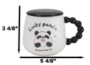 Ceramic Cute Lucky Laughing Panda Bear With Lid And Panda Head Spoon Mug Cup