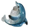 Ocean Marine Blue Dolphin Riding Sea Waves Salt And Pepper Shakers Holder Set