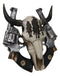 Rustic Western 3 Cowboys On Horses Cow Skull With Dual Pistols Wall Decor Plaque