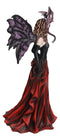 Fantasy Dragon Mother Red Gowned Fairy Queen With Pixie Dragonling Figurine