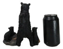 Rustic Forest Standing Black Bear and 2 Cubs On Faux Wooden Log Bridge Figurine