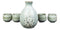 Blue Plum Japanese Sakura Cherry Blossoms Porcelain Sake Flask With Cups Set