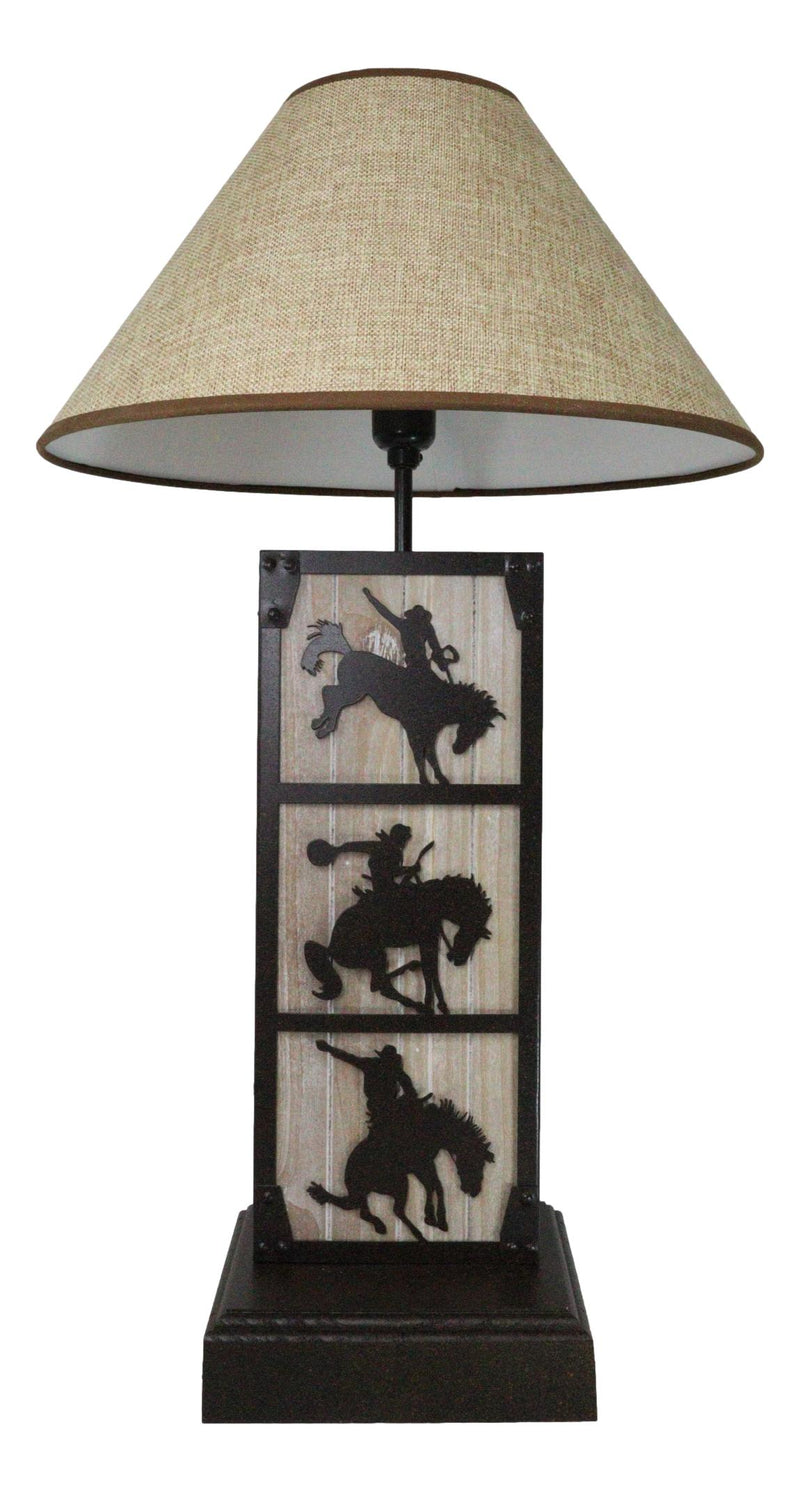 Rustic Western Cowboy Giddy Up Horse Wood And Metal Bedside Desktop Table Lamp