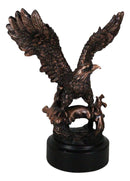 Wings Of Glory Bald Eagle Perching On Tree Bronzed Resin Figurine With Base